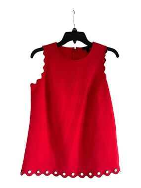 J. Crew Scallop-Hem Sleeveless Size 2 Red Tank Top